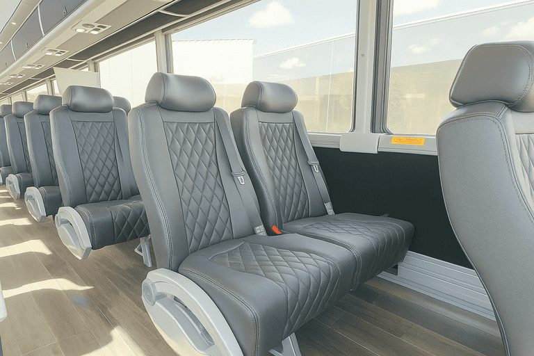 interior of Brooklyn Park Shuttle Bus Rentals charter bus